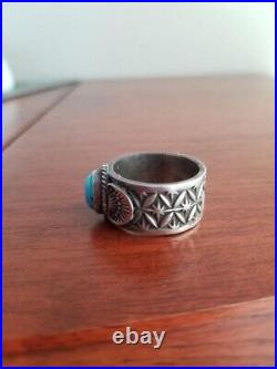 Sunshine Reeves Native American Navajo Turquoise Silver Ring Size US 8.75