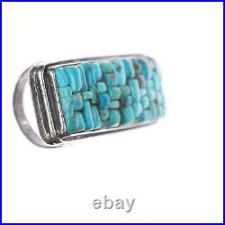 Sz8.25 Large Old Native American silver turquoise cobblestone ring