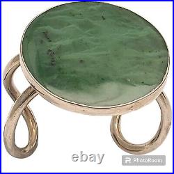 THE BEST VINTAGE NATIVE AMERICAN Wyoming JADE STERLING SILVER HUGE BRACELET