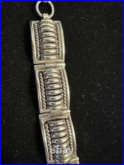 THOMAS CHARLEY CHARLIE NAVAJO Link Sterling Native American Silver Bracelet VTG