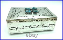 Tim Kee Whitman Signed TKW Native American Navajo Sterling Silver Turquoise Box