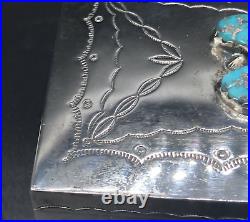 Tim Kee Whitman Signed TKW Native American Navajo Sterling Silver Turquoise Box