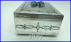 Tim Kee Whitman Signed TKW Native American Navajo Sterling Silver Turquoise Box