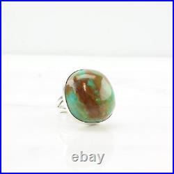 Turquoise Ring Native American Silver Circle Sterling Size 9 1/4