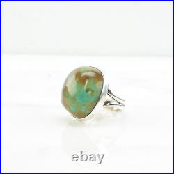 Turquoise Ring Native American Silver Circle Sterling Size 9 1/4