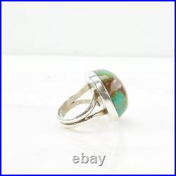 Turquoise Ring Native American Silver Circle Sterling Size 9 1/4