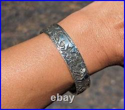 Unique Navajo Bracelet Silver Cuff Signed Becenti Native American Jewelry sz 6.5