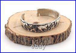 Unique Navajo Bracelet Silver Cuff Signed Becenti Native American Jewelry sz 6.5