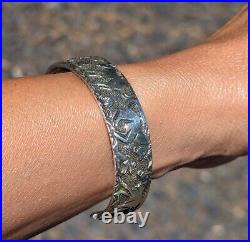 Unique Navajo Bracelet Silver Cuff Signed Becenti Native American Jewelry sz 6.5