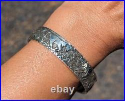 Unique Navajo Bracelet Silver Cuff Signed Becenti Native American Jewelry sz 6.5