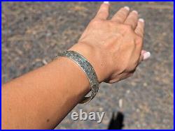 Unique Navajo Bracelet Silver Cuff Signed Becenti Native American Jewelry sz 6.5