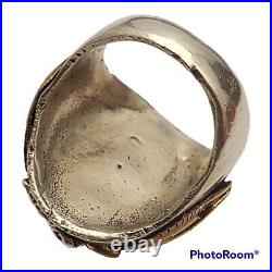 VINTAGE NATIVE AMERICAN NAVAJO STERLING AND GOLD FILLED EAGLE RING Sz10 20grams