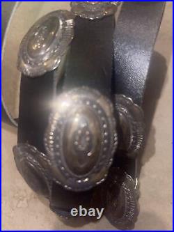 VINTAGE NATIVE AMERICAN Navajo CONCHO BELT STAMPED STERLING SILVER