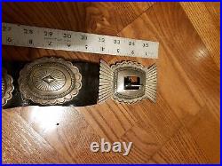 VINTAGE NATIVE AMERICAN Navajo SILVER CONCHO BELT Circa 1970 SIGNED