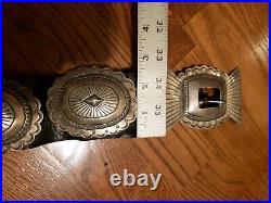 VINTAGE NATIVE AMERICAN Navajo SILVER CONCHO BELT Circa 1970 SIGNED