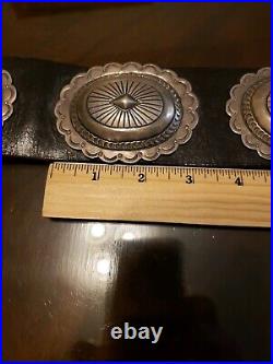 VINTAGE NATIVE AMERICAN Navajo SILVER CONCHO BELT Circa 1970 SIGNED