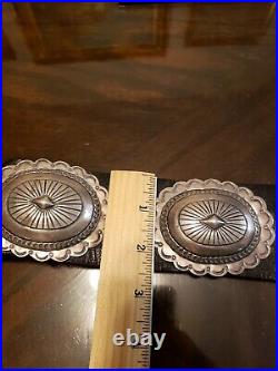 VINTAGE NATIVE AMERICAN Navajo SILVER CONCHO BELT Circa 1970 SIGNED