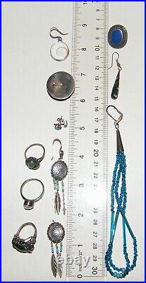 VTG 15Pc NATIVE AMERICAN/SOUTHWEST STERLING SILVER 925 JEWELRY LOT Some Designer