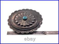 VTG Native American Old Pawn Sterling Belt Buckle With Turquoise 925 Silver