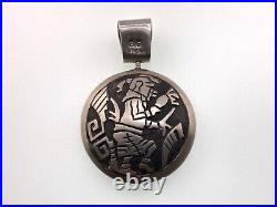 VTG Native American Pendant Hopi Sterling Silver. 925 Maze Signed SG Double side