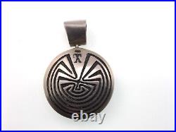 VTG Native American Pendant Hopi Sterling Silver. 925 Maze Signed SG Double side