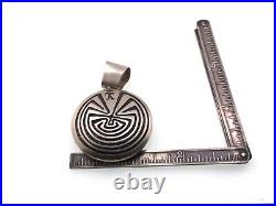 VTG Native American Pendant Hopi Sterling Silver. 925 Maze Signed SG Double side