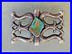 VTG Native American Sterling Silver Tufa Sandcast Big Turquoise Belt Buckle