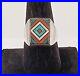 Very Nice Sz. 10 Signed Silver Multistone Inlay Zuni Native American Indian Ring