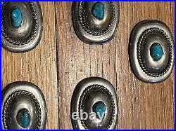 Vintage Concho Belt Native American Indian Navajo Old Pawn Silver & Turquoise