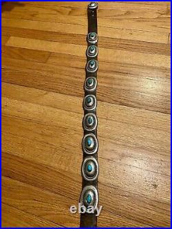 Vintage Concho Belt Native American Indian Navajo Old Pawn Silver & Turquoise