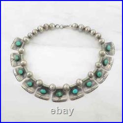 Vintage Historic, Native American Sterling Silver Turquoise Choker Necklace