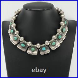 Vintage Historic, Native American Sterling Silver Turquoise Choker Necklace