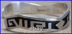 Vintage Hopi Native American Sterling Silver Petroglyph Design Cuff Bracelet