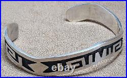 Vintage Hopi Native American Sterling Silver Petroglyph Design Cuff Bracelet