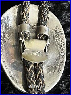 Vintage NATIVE AMERICAN STERLING SILVER & TURQUOISE BOLO SIGNED