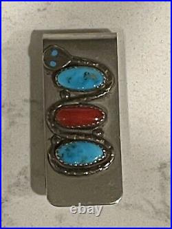 Vintage Native American Effie Calavaza Silver Money Clip Snake Eye