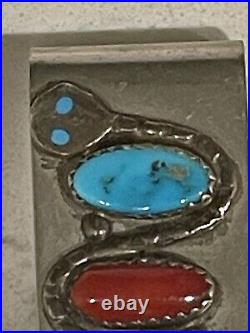 Vintage Native American Effie Calavaza Silver Money Clip Snake Eye