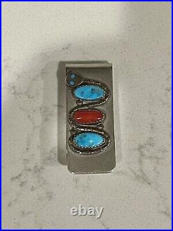 Vintage Native American Effie Calavaza Silver Money Clip Snake Eye