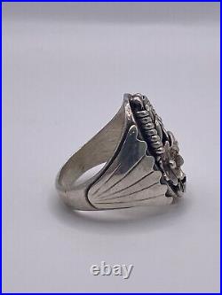 Vintage Native American Navajo Signed BJ Benjamin James Sterling Silver Size 12