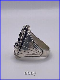 Vintage Native American Navajo Signed BJ Benjamin James Sterling Silver Size 12