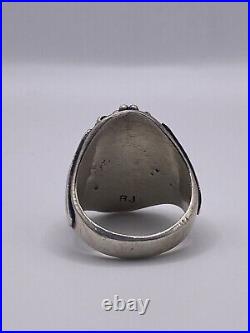 Vintage Native American Navajo Signed BJ Benjamin James Sterling Silver Size 12