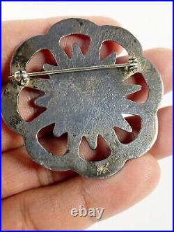 Vintage Native American Navajo Sterling Silver. 925 Sand Cast Pin Brooch