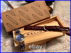 Vintage Native American Navajo Sterling Silver Lapis Watch Band With Relic Watch