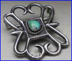 Vintage Native American Navajo Sterling Silver Turquoise Sandcast Belt Buckle