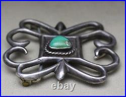 Vintage Native American Navajo Sterling Silver Turquoise Sandcast Belt Buckle