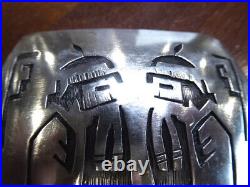 Vintage Native American Navajo Zuni Sterling Silver Belt Buckle Indians Design