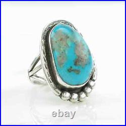 Vintage Native American Ring Large Turquoise Sterling Silver Size 9 1/2