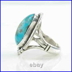 Vintage Native American Ring Large Turquoise Sterling Silver Size 9 1/2