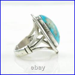 Vintage Native American Ring Large Turquoise Sterling Silver Size 9 1/2