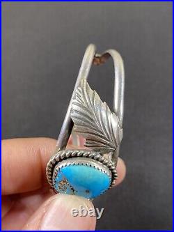 Vintage Native American Signed GT Sterling Silver Large Turquoise Cuff Bracelet